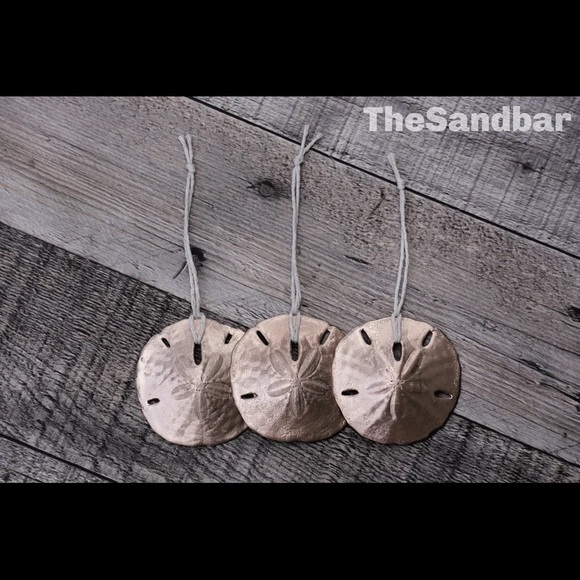 Rose Gold Ornament Set of 3 - Metallic Sand Dollar Ornament Gift Set - Picture 1 of 4
